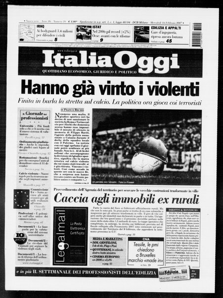 Italia oggi : quotidiano di economia finanza e politica